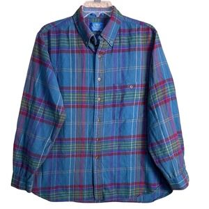 Vtg 1990s Lobo by Pendleton Flannel Shirt Mens‎ XL USA Made Wool Blend